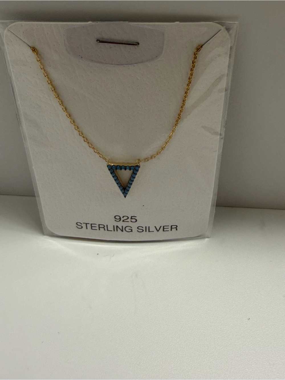 Gold-Plated Sterling Silver Necklace with Turquoise Triangle Pendant